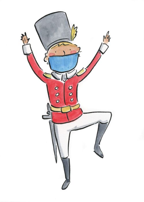 Nutcracker wearing a mask.
