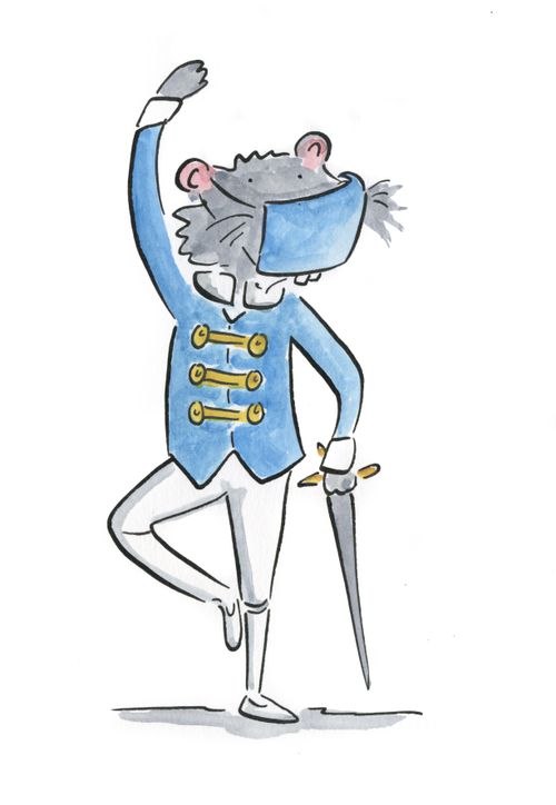Mouse King with a mask on.