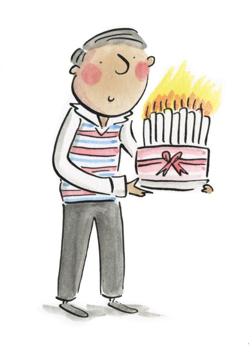 Old man celebrates his birthday.