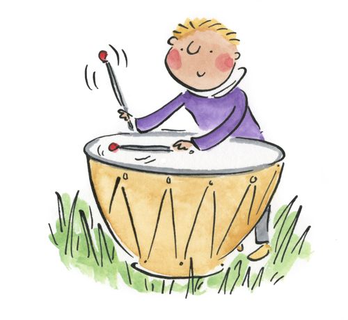 Man playing the timpani drum.