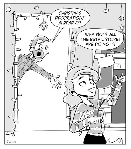 "Christmas decorations already!?"