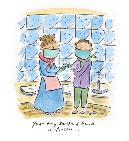 Your tiny santitsed hand is frozen....
