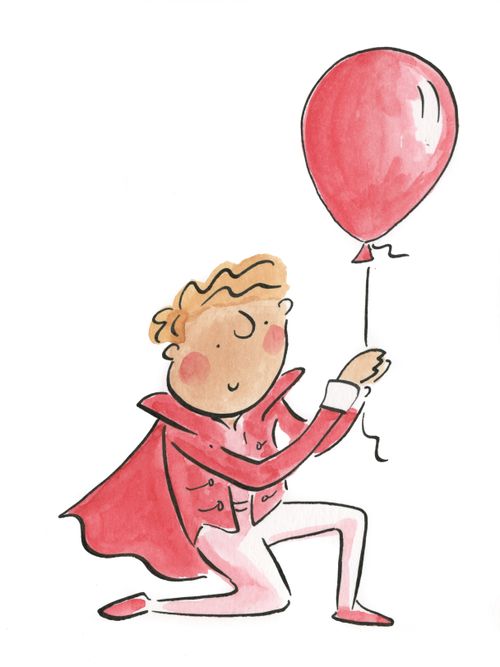Man proposes holding a balloon.