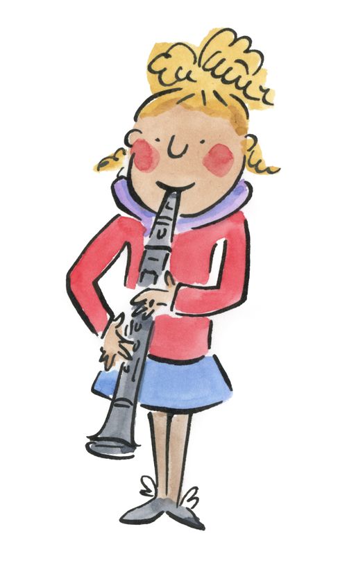Lady practising the clarinet.