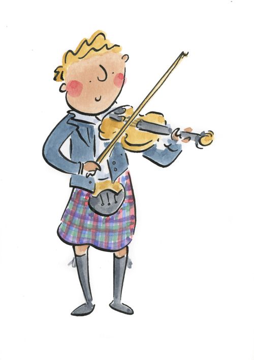 Scotsman playing the fiddle.