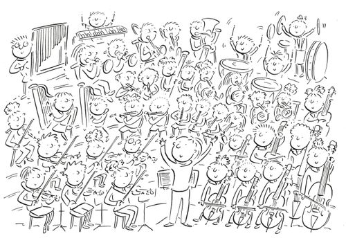 Orchestra playing.