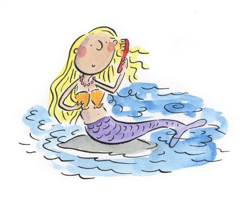Mermaid brushing her hair
