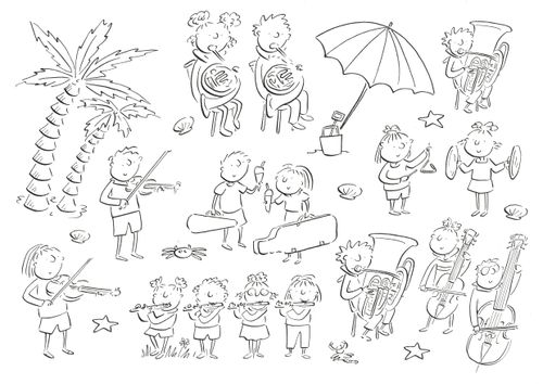 Musicians on a beach