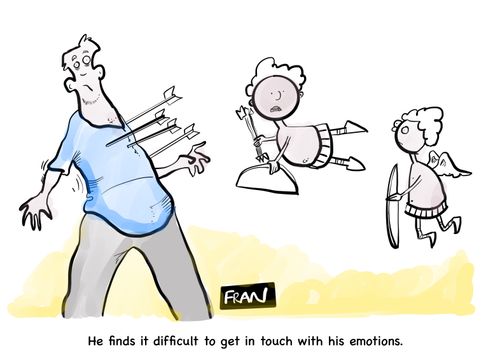 "He finds it difficult to get in touch with his emotions."