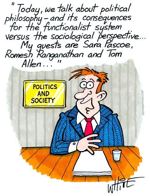 "Today we talk about political philosophy..."