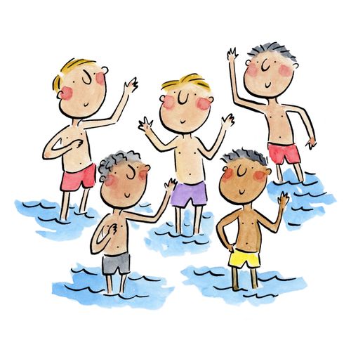 Boys in the sea