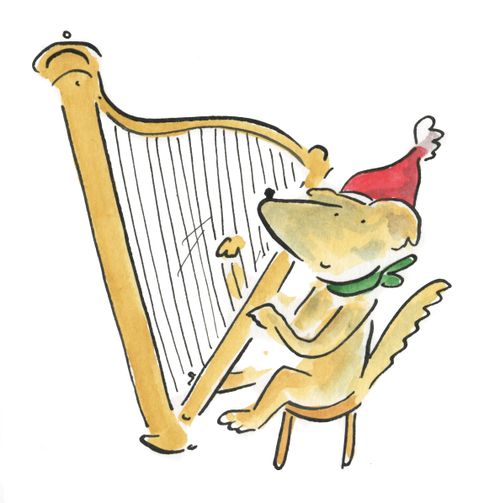 Dog on a harp