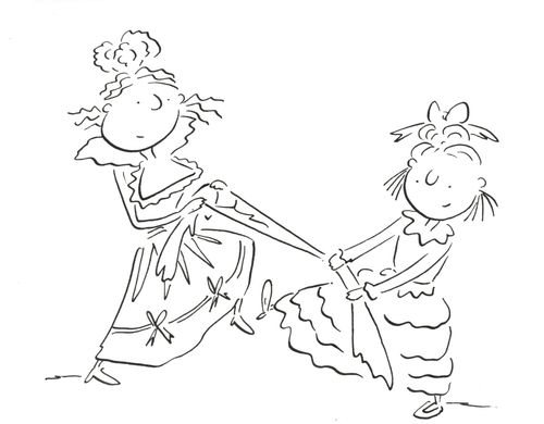 Ugly sisters from Cinderella fighting