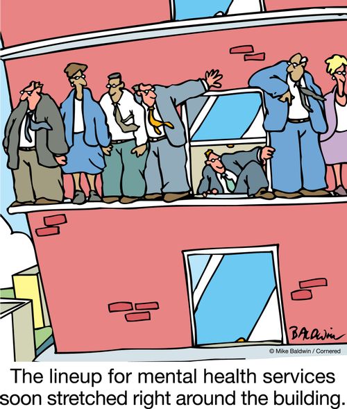 The lineup for mental health services around the building.