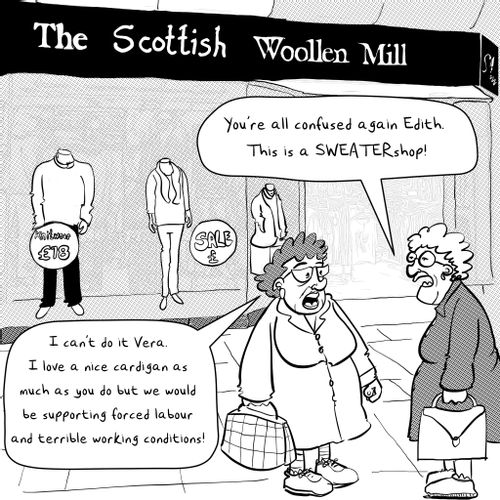 "You're all confused again Edith. This is a SWEATER shop!"