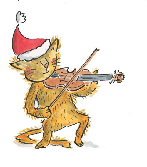Cat on the violin