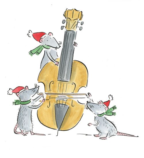 Mice playing double bass