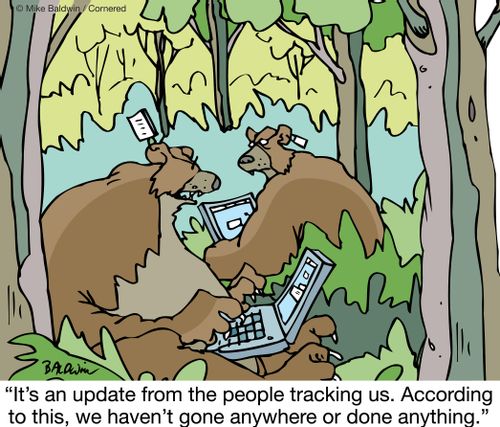 "It's an update from the people tracking us. According to this, we haven't gone anywhere or done anything."