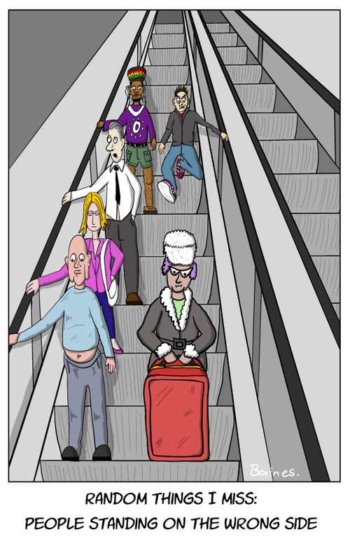 Random things I miss: People standing on the wrong side