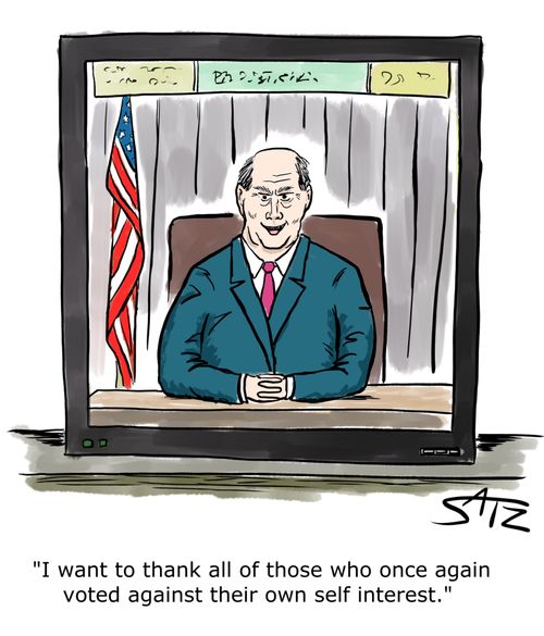 "I want to thank all of those who once again voted against their own self interest."