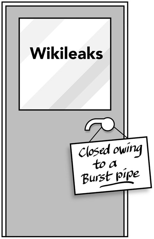 Wikileaks' front door: closed due to burst pipe