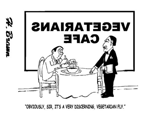 "Obviously, sir, it's a very discerning, vegetarian fly."