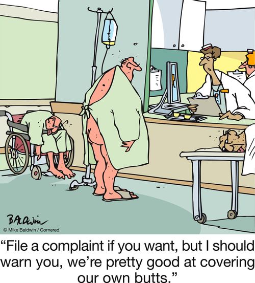 "File a complaint if you want, but I should warn you, we're pretty good at covering their own butts."