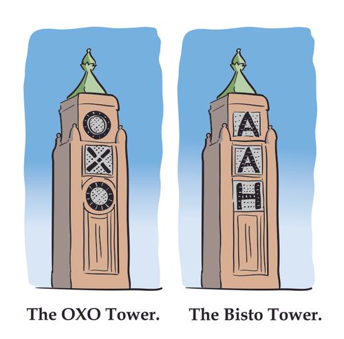 The Oxo Tower. The Bisto Tower.