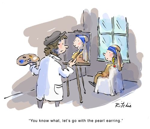"You know what, let's go with the pearl earring."