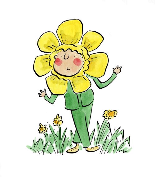 Child dressed as a daffodil.