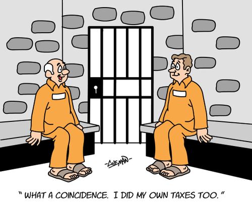 "What a coincidence. I did my own taxes too."