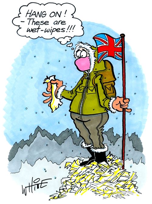 "Hang on! - These are wet wipes!!!"