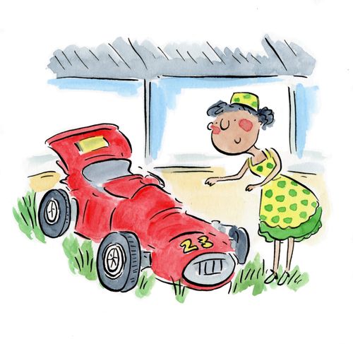 Woman revives a car at the Goodwood festival.