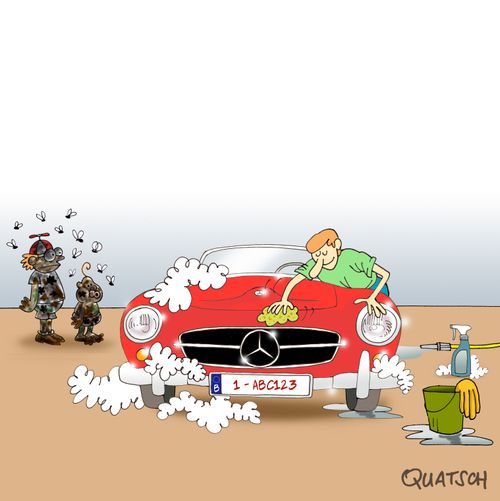 Man cleans car but not his dirty children