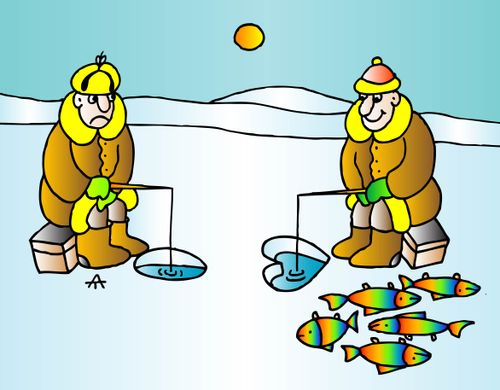 LBGTQ+ Ice fishing.