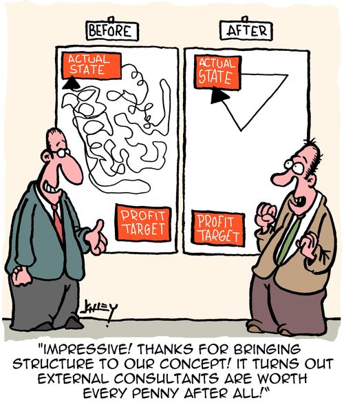 "Impressive! Thanks for bringing structure to our concept! It turns out, external consultants are worth every penny after all!"