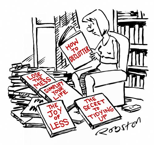 Mess of decluttering books