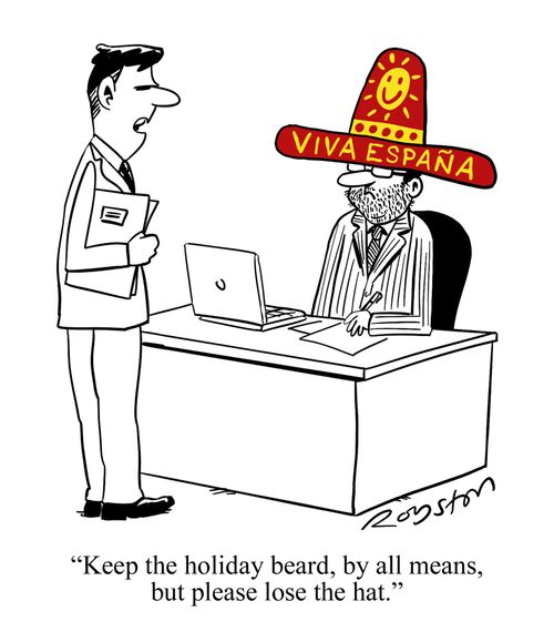 "Keep the holiday beard, by all means, but please lose the hat."