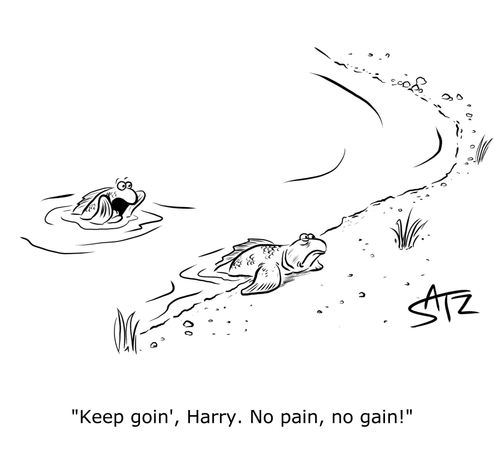 "Keep goin', Harry. No pain, no gain!"