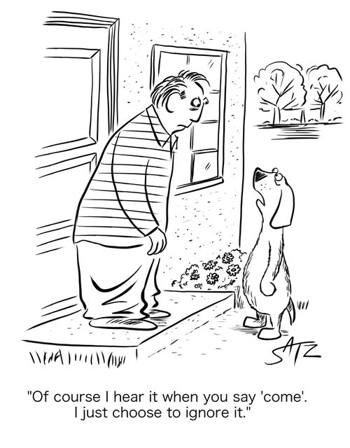 "Of course I hear it when you say 'come'. I just choose to ignore it."
