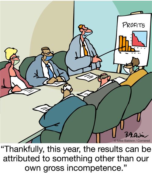 "Thankfully, this year, the results can be attributed to something other than our own gross incompetence."