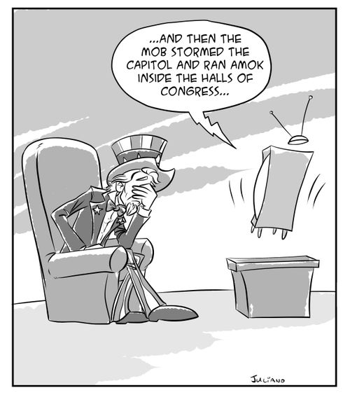 ". . . And then the mob stormed the capitol and ran amok inside the halls of congress. . ."