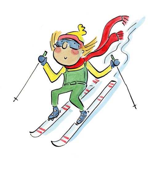 Little girl skiing.