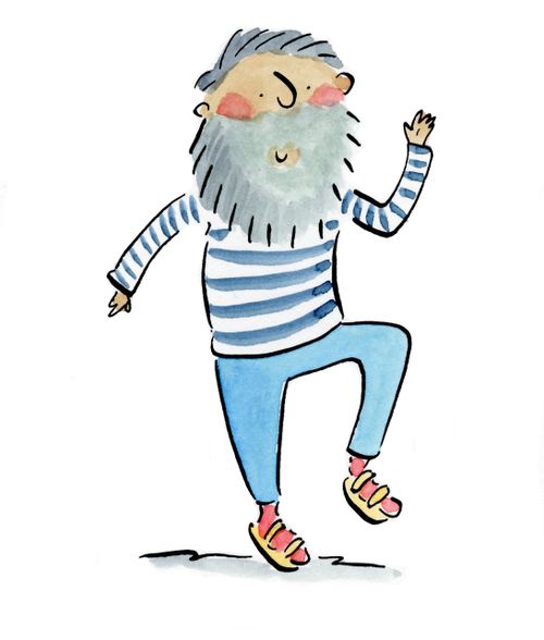 Beard, socks and sandals.