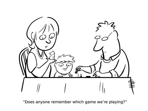 "Does anyone remember which game we're playing?"