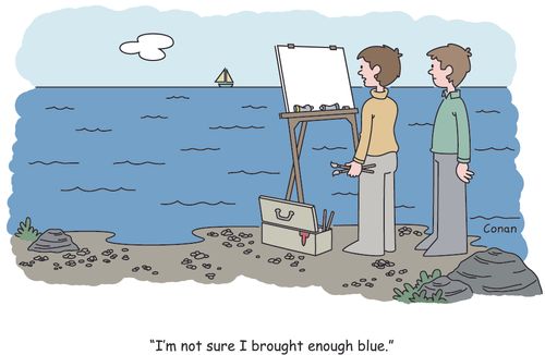 "I'm not sure I brought enough blue."
