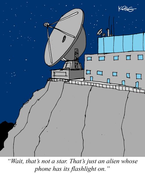 "Wait, that's not a star. That's just an alien whose phone has its flashlight on."
