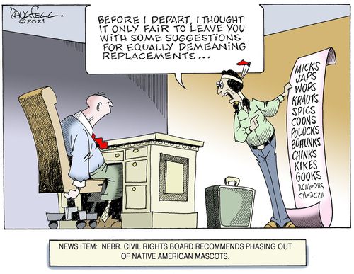 "Before I depart I thought it only fair to leave you with some suggestions for equally demeaning replacements. . ."
