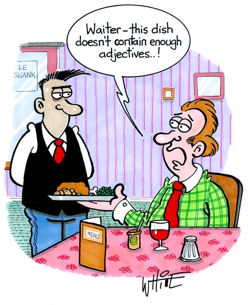 "Waiter - this dish doesn't contain enough adjectives..!"