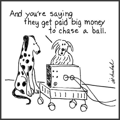 "And you're saying they get paid big money to chase a ball."
